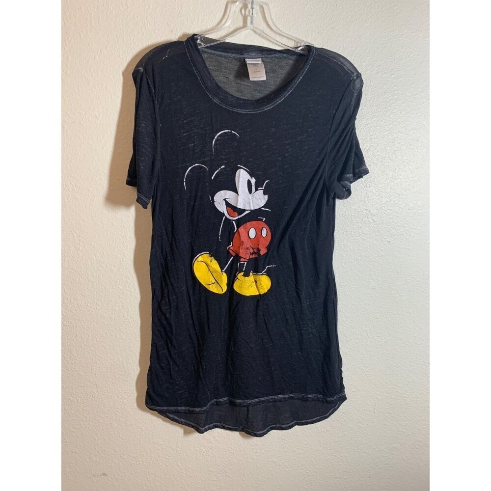 Disney Mickey Mouse Sheer T-Shirt Womens Size Medium Black AC8
